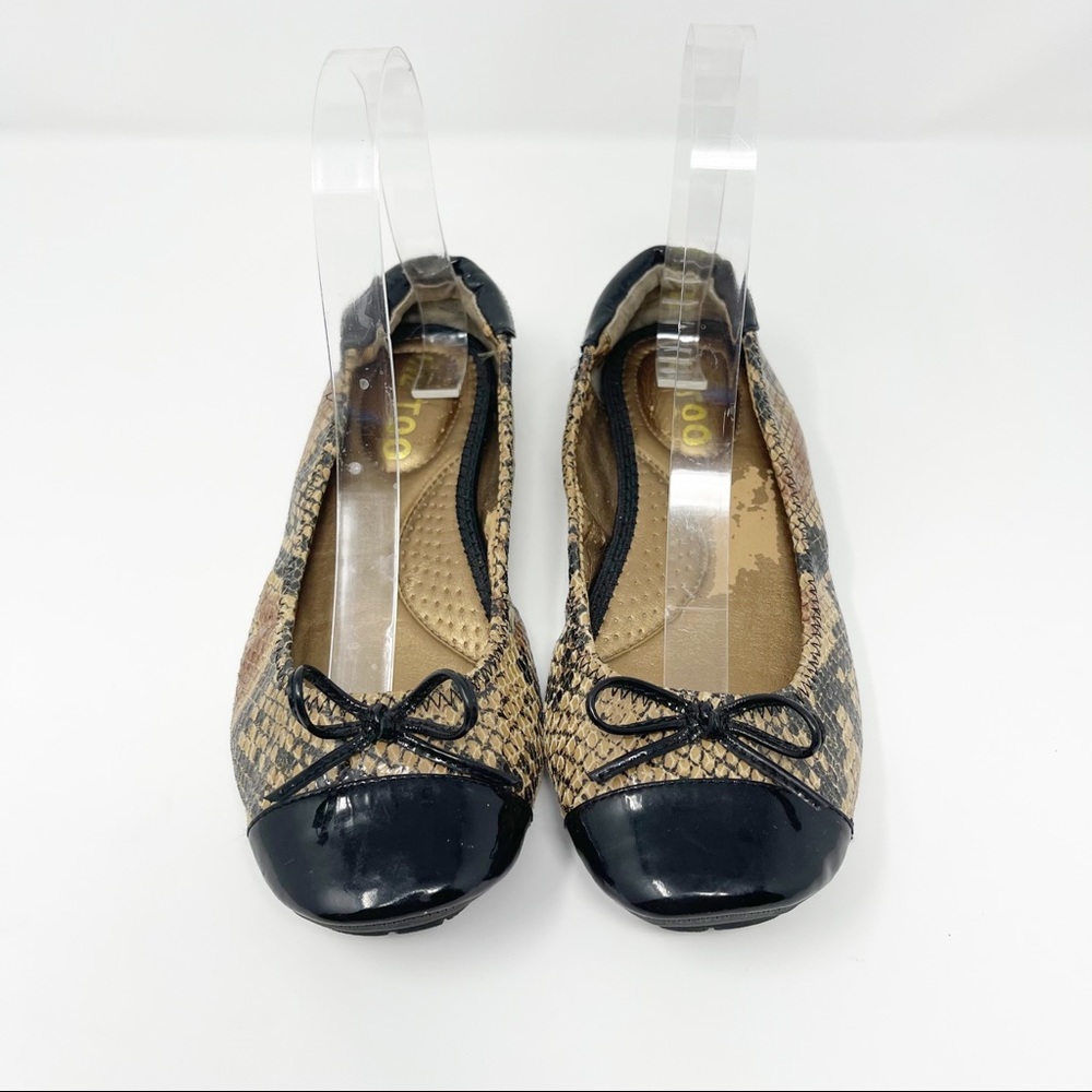 Me Too Lucca10 Leather Snakeskin Ballet Flats Bow